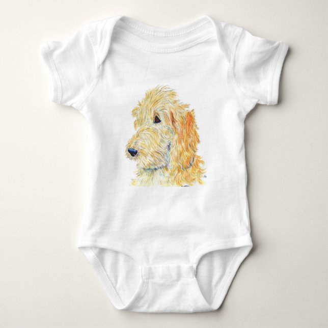 Kräm- Labradoodle #2 begynna Onsie/ranka Tröja (Framsida)