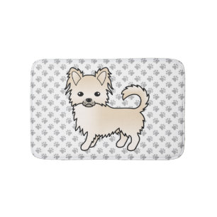 Kräm Lång Päls Chihuahua Tecknad Hund & Klor Badrumsmatta