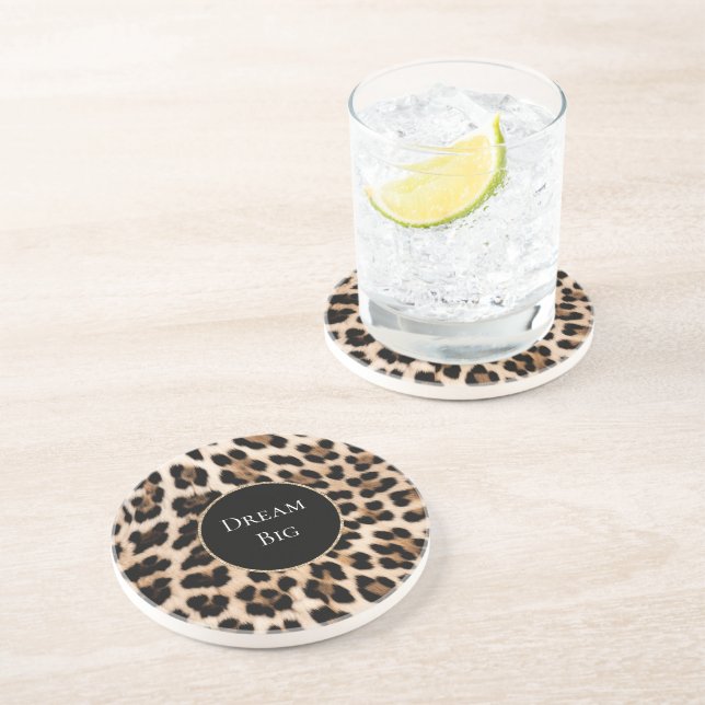 Kräm Leopard Djur Födelsedag Underlägg (Sidan)