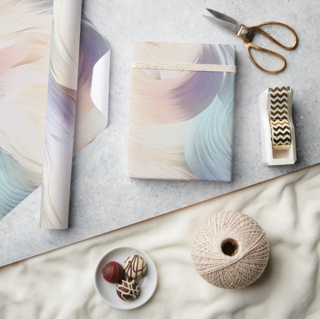 Kräm Lila Aqua Rosa Virvel Presentpapper (Hantverk)