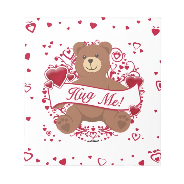 Kram mig! Alla hjärtans dags teddybjörn Anteckningsblock (Framsida)