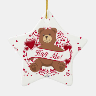 Kram mig! Alla hjärtans dags teddybjörn Julgransprydnad Keramik