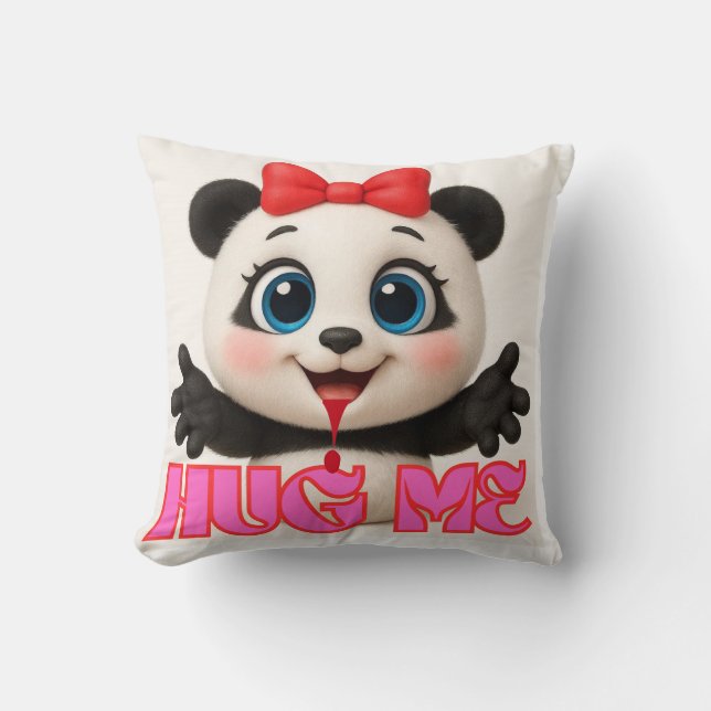 Kram mig 🤗 Panda Kudd – Söt Kawaii Panda Kudde (Framsida)