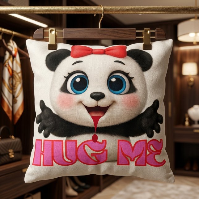 Kram mig 🤗 Panda Kudd – Söt Kawaii Panda Kudde (Skapare uppladdad)