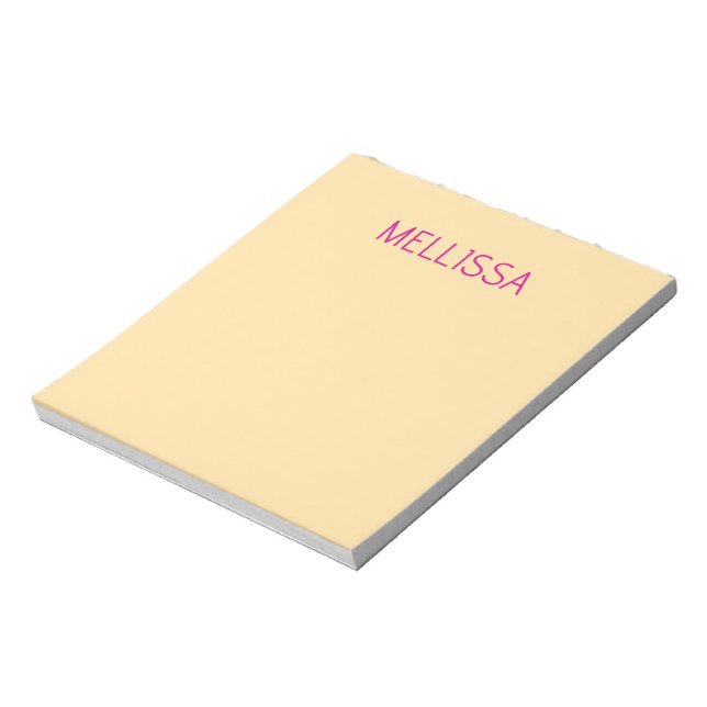 Kräm minimalistiskt anpassat namn  anteckningsblock (Roterad)