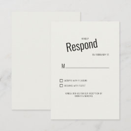 Kräm Modern Svart Text Bröllop RSVP OSA Kort