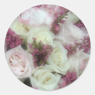 Kräm och blek - rosa roskuvertsälar runt klistermärke
