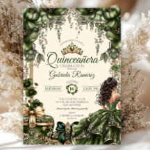 Kräm och grön gyllene tiara blomster Quinceañera