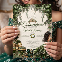 Kräm och grön gyllene tiara blomster Quinceañera