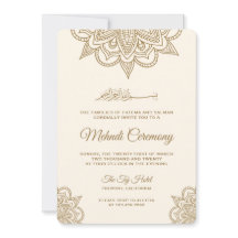 Kräm och guld islamisk muslimsk Mehndi-ceremoni