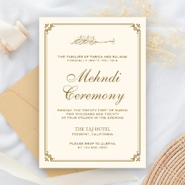 Kräm och guld kant muslimska Mehndi Tilläggskort