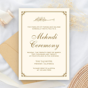 Kräm och guld kant muslimska Mehndi Tilläggskort