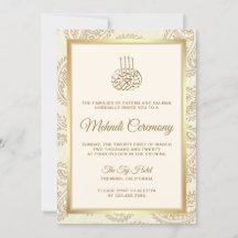 Kräm och guld paisley islamisk Mehndi-ceremoni