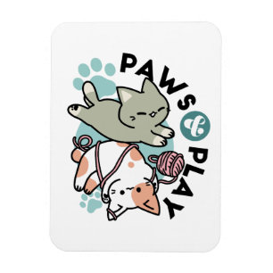 Kram och lek – Bedårande kattillustration Magnet
