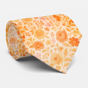 Kräm och persiko blomster mönster slips