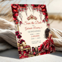 Kräm och röd gyllene tiara blomster Quinceañera