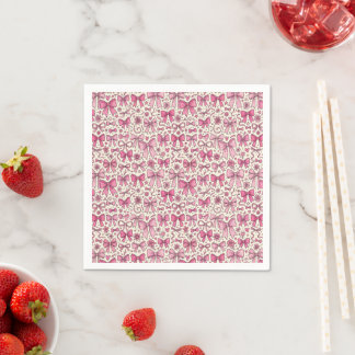 Kräm och rosa akvarellbåge blomster Mönster Pappersservett