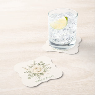 Kräm och Salvia Grön Utomhus Bröllop Underlägg Papper