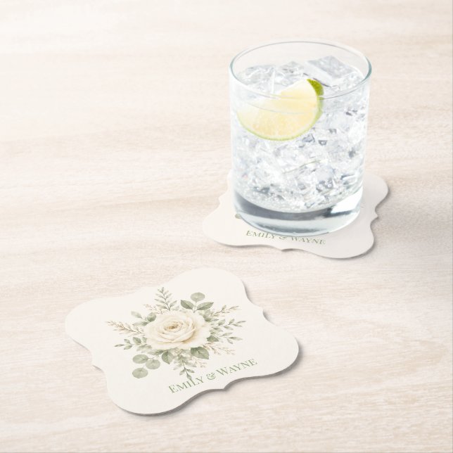 Kräm och Salvia Grön Utomhus Bröllop Underlägg Papper (Insitu)