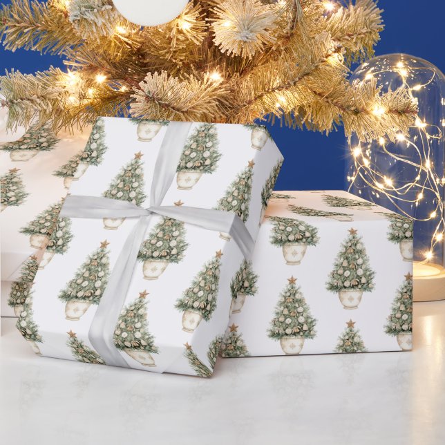 Kräm Ornament Julgran  Presentpapper (Helgdagar)