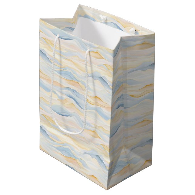 Kräm Peony Blå Vågor Baby Shower (Framsidan Vinklad)