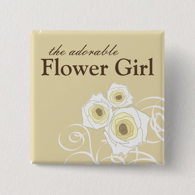 Kräm- ro och virvlar runt brudtärnan som bröllop knapp (Framsida)