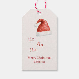 Kräm Röd Vit Ho Ho Ho Tomtelubba Presentetikett
