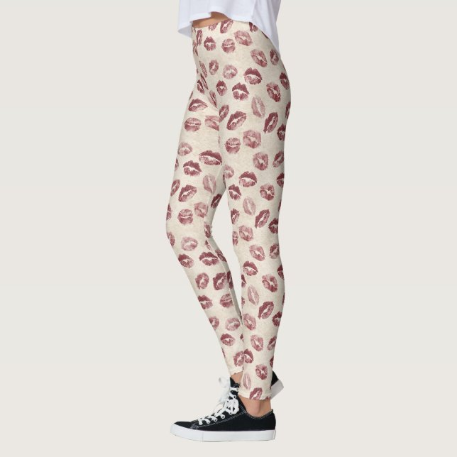 Kräm Röda Läppar Leggings (Vänster)