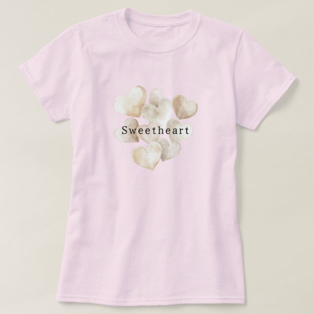 Kräm Rodnad Hjärtan Älskling T Shirt (Design framsida)