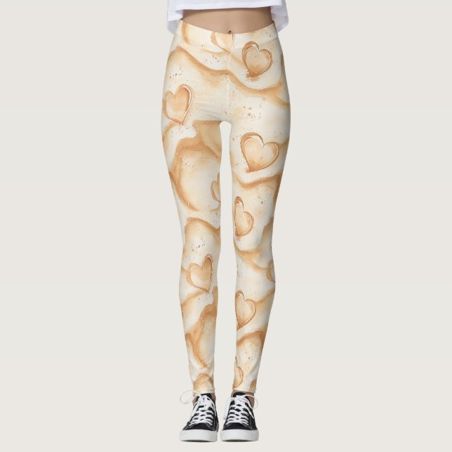 Kräm sandstrand hjärtan leggings (Framsida)