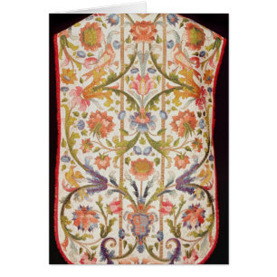 Kräm- satängchasuble, Naples, sent 17th århundr Hälsningskort