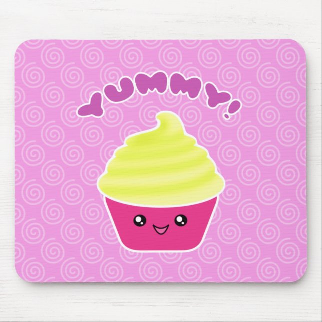 Kräm- smaskig Kawaii för citron muffin Mousepad Musmatta (Framsidan)