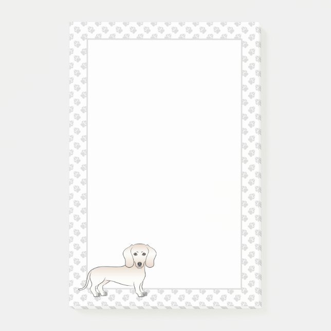 Kräm Smooth Coat Dachshund Tecknad Hund Med Tassar Post-it Block (Framsida)