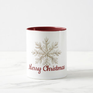Kräm Snöflinga Röd God Jul Mugg