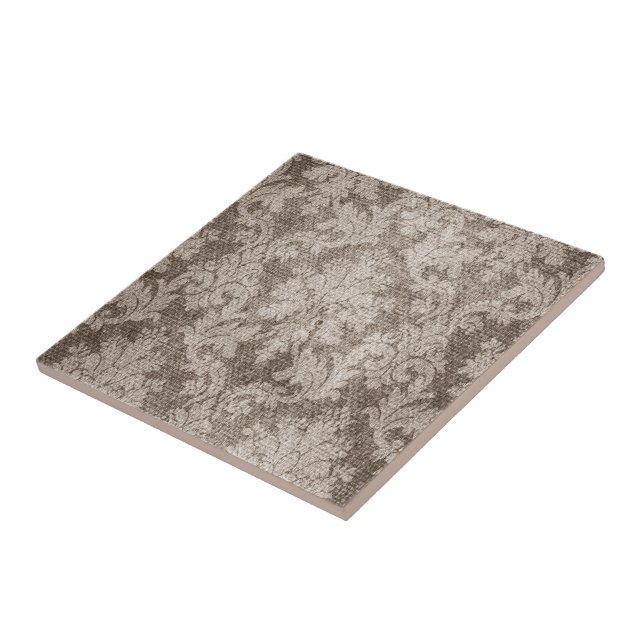 Kräm solbränd damast kakelplatta (Sidan)