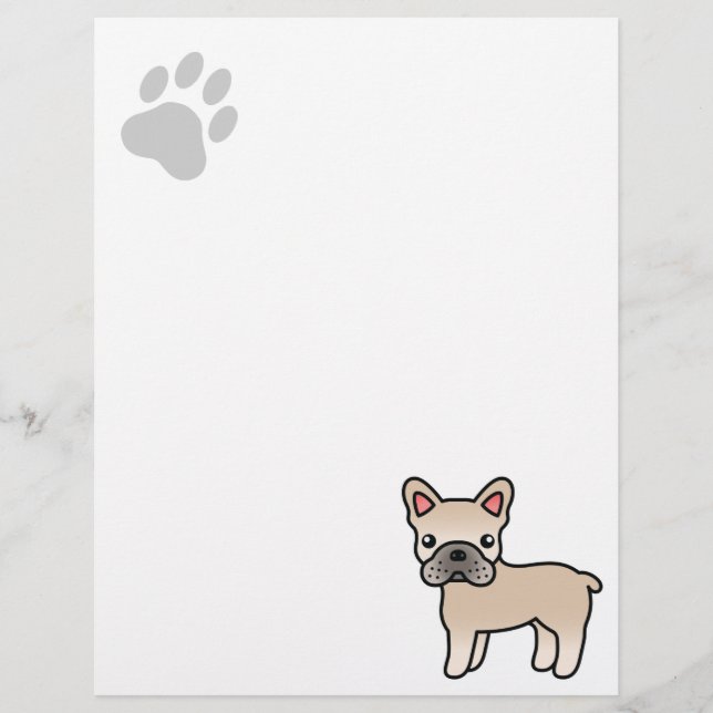 Kräm Tecknad Fransk Bulldog (Framsida)