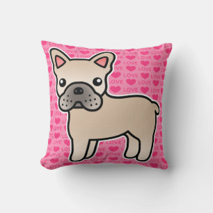 Kräm Tecknad Fransk Bulldog Kudde