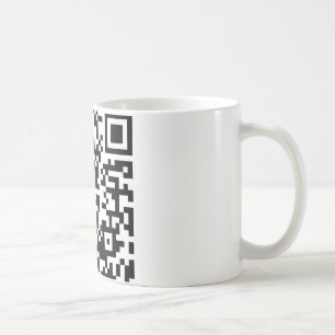 Krama en Geek som QR kodifierar Kaffemugg