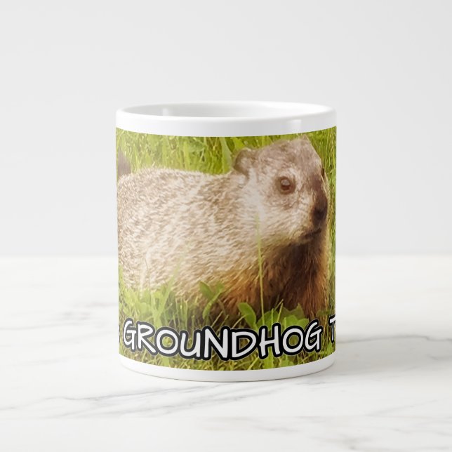 Krama en groundhog rånar i dag jumbo mugg (Framsidan)