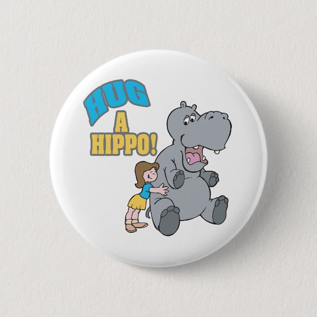 krama en hippo söt tecknad grafik knapp (Framsida)