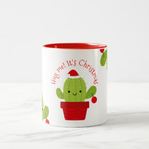 Krama mig som det är jul, kaktus Två-Tonad mugg