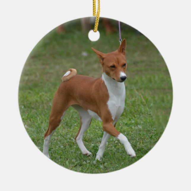 Kråma sig den Basenji hunden Julgransprydnad Keramik (Framsidan)