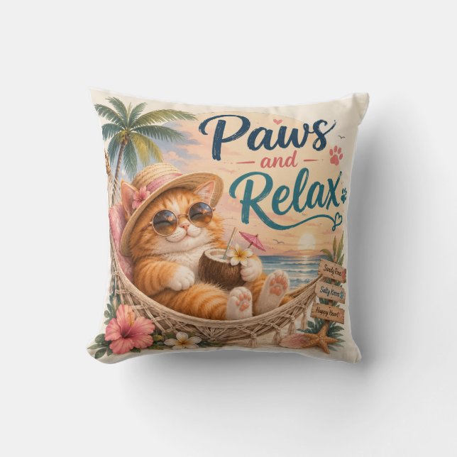 Kramande katter på stranden kudde (Framsida)