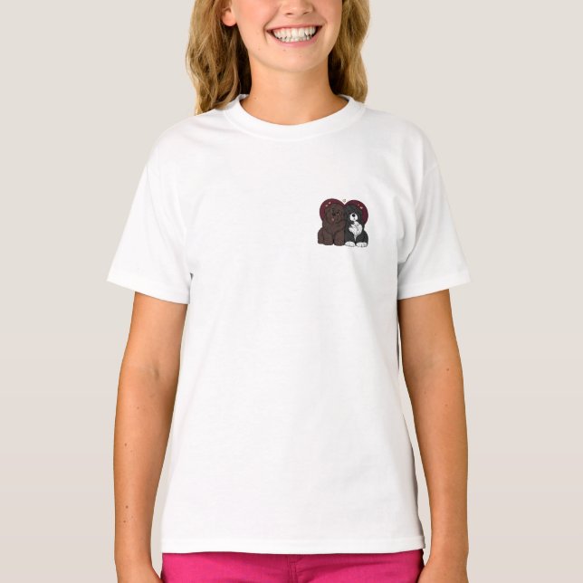 Kramande Newfoundland-valpar T Shirt (Framsida)