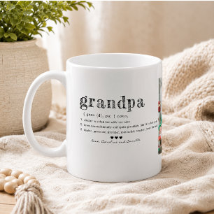 Kramar dig farfar-mugg Två foto handskrivna kaff Kaffemugg