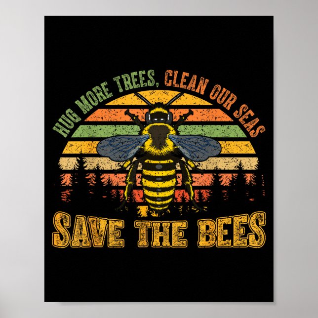 Kramar fler träd rena hav rädda bin naturälskare poster (Framsidan)