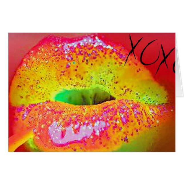 Kramar och kyssar hälsningskort (Framsidan Horizontal)