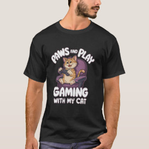 Kramar och lek Spelande med min katt Spelar TV-spe T Shirt
