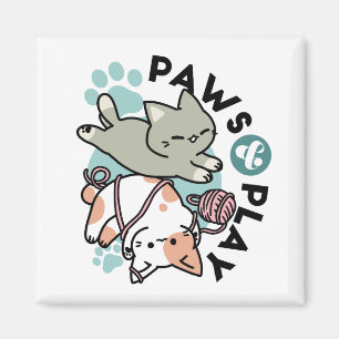 Kramar och leker – Bedårande kattillustration Magnet