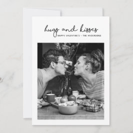 Kramar och puss på Alla hjärtans dag | Modern foto Julkort